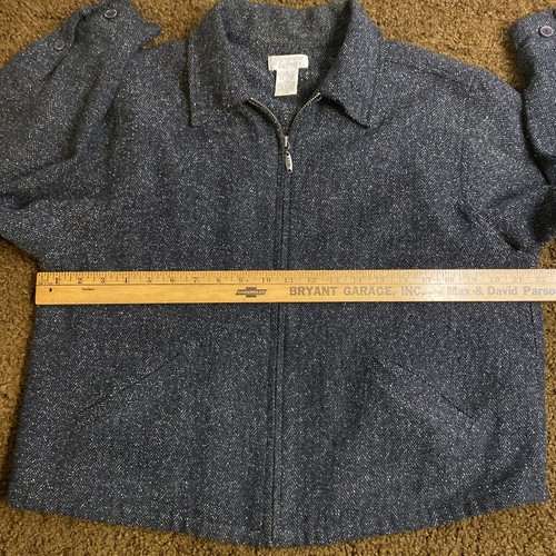 Chaqueta Blazer Christopher & Banks Negra Gris Talla L Cremallera Completa Acrílico Algodón Usada en Excelente Condición - Imagen 7 de 10