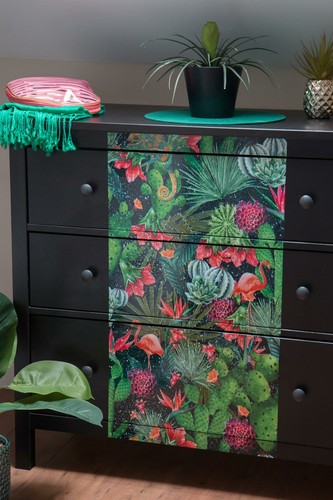 D-C-Fix Cintia Tropical Floral Self Adhesive Film 1.5 M x 45 cm Green Teal Pink - Picture 4 of 5