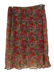 Plus-Size-Skirt-2X-CJ-Banks-Orange-Plum-Black-Floral-Length-33-034-Career-Church