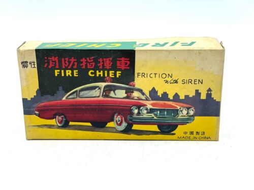 Vintage Friction Car Red China Fire Chief With Siren MF 714 NEW OLD STOCK #AQ