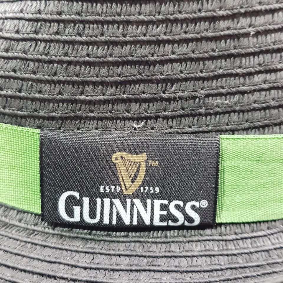 GUINNESS Cerveza Irlandesa Tamaño 58cm Negro Papel Paja Fedora Sombrero NUEVO Foto 4 de 4