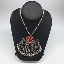 Kuchi Necklace Afghan Ethnic Tribal Fashion Red Color Glass ATS Necklace KN447