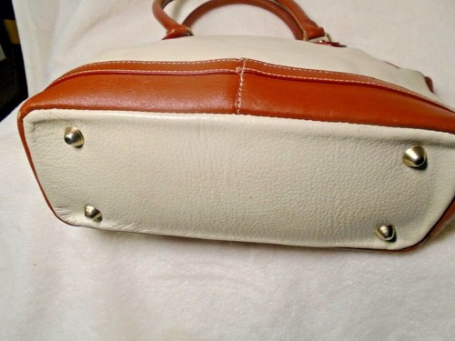 Vintage DOONEY & BOURKE Ivory & Golden Brown Leather Dome Bag/Purse - Picture 4 of 12