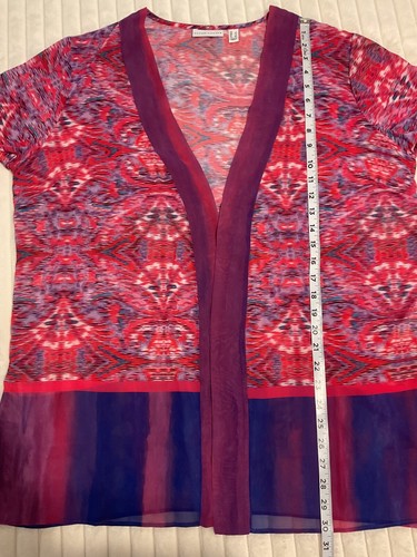 Cárdigan kimono transparente multicolor para mujer Susan Graver frente abierto - Imagen 4 de 7