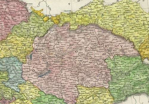 Mapa Dominios Austriacos Salón Sidney detalle fino original color mano 1840 - Imagen 4 de 4