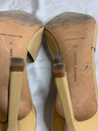 Manolo Blahnik beige tiras stiletto charol talla 40 EE. UU. 10 - Imagen 22 de 24