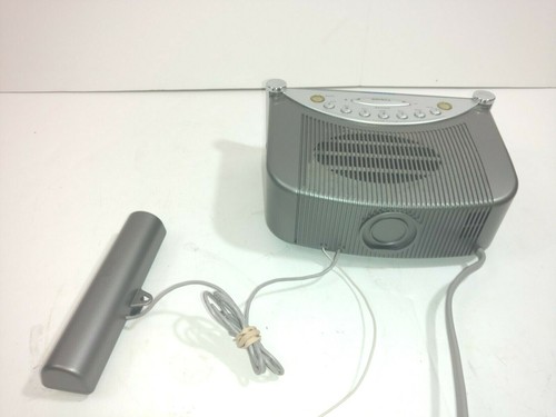 Atomicall Alarm Clock Radio Sangean Silver Digital Tuner LCD Display FM Aux RCR2 - 第 2/3 張圖片