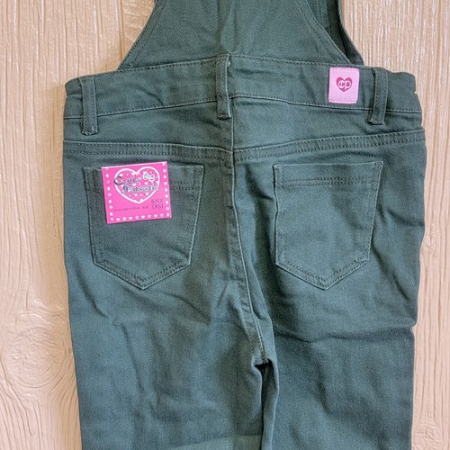 Cutie Patootie Girls Bib Overalls Green sz 6/6X Button Zip Front Distressed - Picture 8 of 9