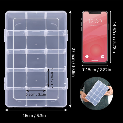 SGHUO Pack de 2 Organizador de Cuentas 15 Pájaros, Caja Organizadora Grande de Plástico Transparente con Ajustable - Imagen 2 de 12