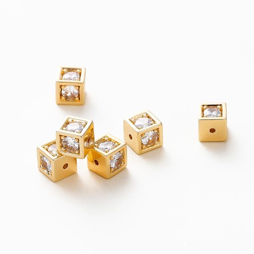 Perline quadrate zirconi strass - distanziatore placcato oro perline creazione gioielli charm 4 pezzi - Foto 12 di 24