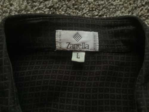 Zanella Shirt Made In Italy Men's Check Brown Long Sleeve Sz. L Rayon / Acetate - Picture 3 of 8
