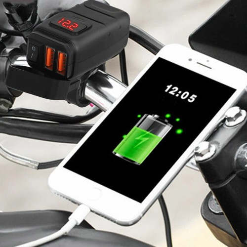 QC 3.0 Waterproof IPX7 LED Motorcycle Dual USB Phone GPS Fast Charger Adapter US - Picture 8 of 12