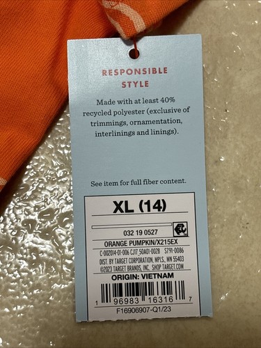 Cat and Jack Girls Pocket Dress Orange ✅ Pumpkin ✅ Girl Size X-Large (14) ✅ NWT - Picture 3 of 6