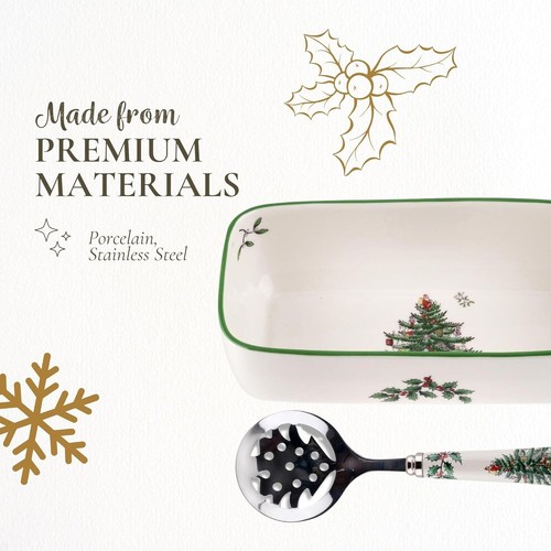 Spode Christmas Tree Cranberry Sauce Serving Dish with Slotted Spoon (8"x 4.25") - 第 5/7 張圖片
