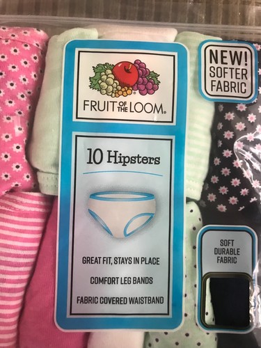 Pack de 10 Ropa Interior Fruit of the Loom Hipsters Niña 100% Algodón Talla 6 NUEVO  - Imagen 2 de 7