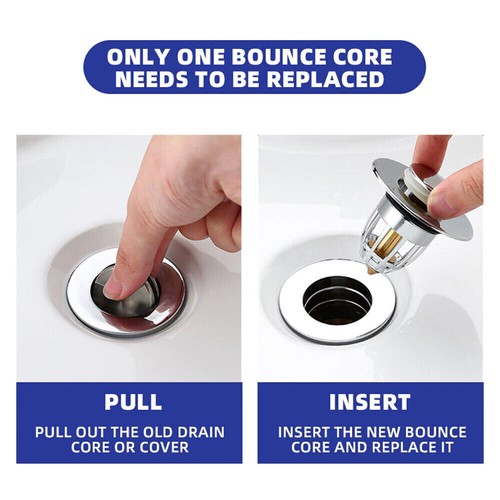 Universal Bathroom Sink Plug Stopper Wash Basin Core Bounce Up Drain Filter - Picture 9 of 18