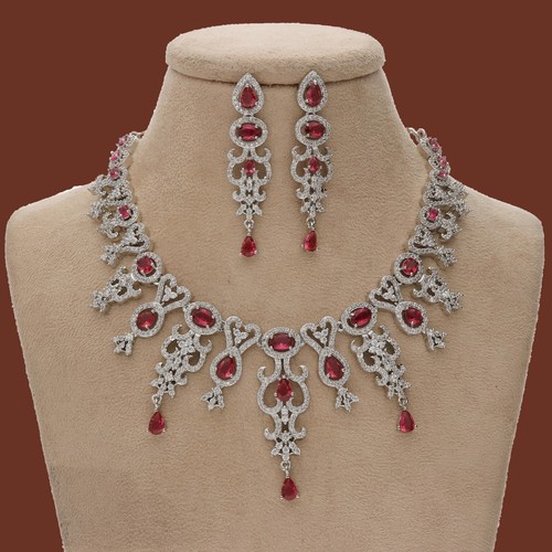 Elegant Cz Braut Halskette und Ohrringe Im Set Mehrere Farben für Damen - Bild 15 von 110