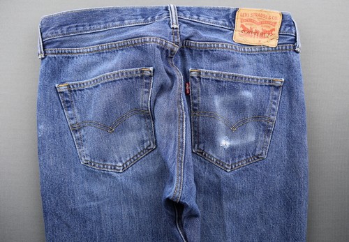 Herren 2016 Levi's Button Fly 501 Jeans gerade abgenutzt Gr. 34x30 (Msr 34x29) - Bild 9 von 10