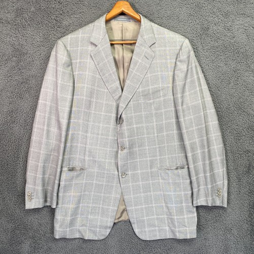 Ermenegildo Zegna Blazer Men’s 46R Gray Pink Windowpane Wool Silk 3-Button - Picture 2 of 21