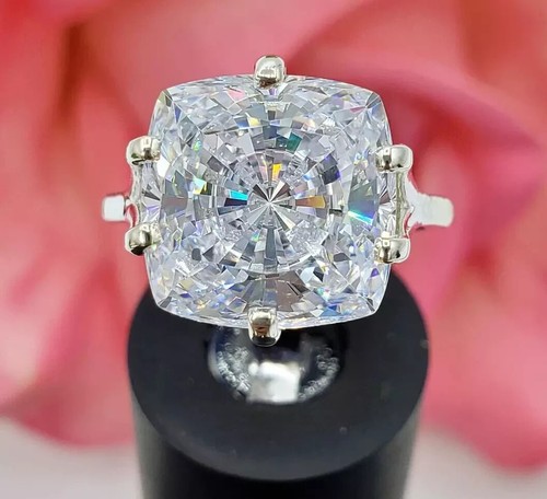 5 Ct Cushion Cut Treated White Diamond 925 Silver Engagement Ring! Certified - Picture 3 of 7