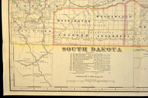 ca 1905 South Dakota Railroad Map Yankton & Western RR Wyoming & Missouri River - Picture 3 of 14