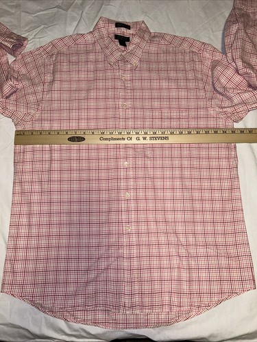 Harold Powell men’s LS shirt size L 2-ply cotton red pink green White Plaid - Picture 17 of 17