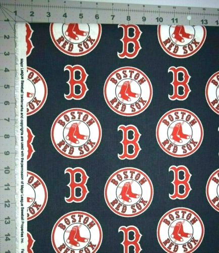 Boston Red Sox MLB Sports Blue Fabric WIDE FQ (18" x 29") 100% Cotton New - Picture 2 of 7