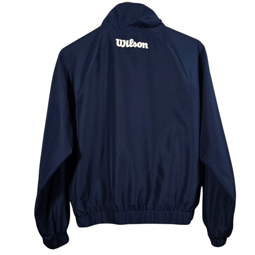 Forever 21 X Wilson Striped Windbreaker Womens Medium Blue Quarter Zip Logo - Picture 3 of 8