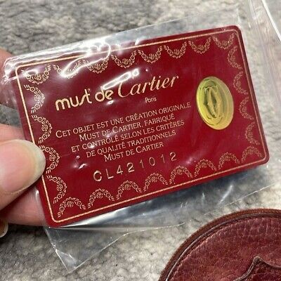 Rare Cartier Circle Round Zip Coin Pouch Mini Burgundy Rare Cartier Circle Round Zip Coin Pouch Mini Burgundy