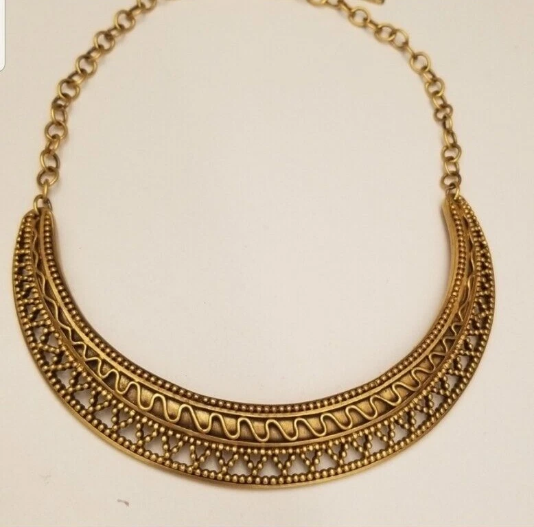 SAINT LAURENT (YSL) Collana collare oro bigiotteria costume YSL vintage anni 80 con levetta regolabile