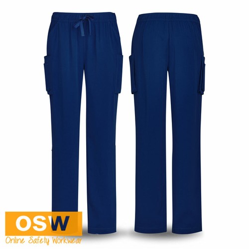 Womens Navy Health/Nurse Wash'n'Wear V-Neck Scrubs Top & Straight Leg Pants - Picture 5 of 7