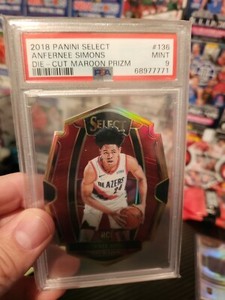 2018-19 PANINI SELECT ANFERNEE SIMONS DI-CUT MAROON PRIZM #136/175 PSA 9 Low Pop