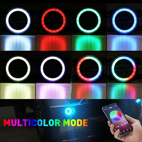 Muti-Color 7'' RGB LED Headlights & 4'' Fog Lights Combo for Jeep Wrangler JK - Picture 4 of 8