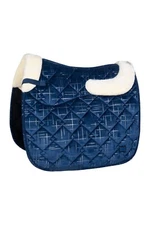HKM Port Royal Dressage Saddle Pad - Dark Blue - Faux Lambswool underside