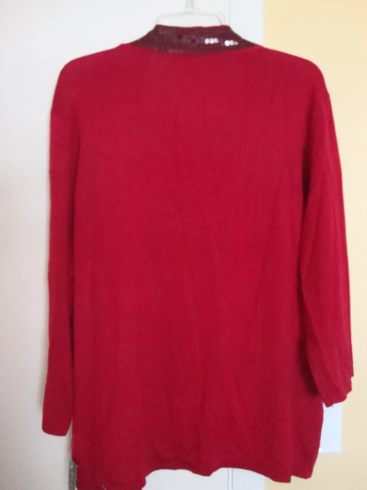 Suéter Elementz Mujer Talla 2X Cuello Lentejuelas Capas Rojo Nuevo Mujer Manga Larga Foto 3 de 3