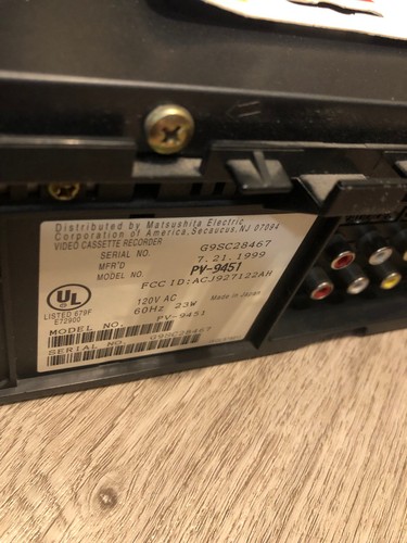 Panasonic PV-9451 Head Stereo VCR VHS Player Recorder With NEW Cables NO REMOTE - Picture 9 of 10