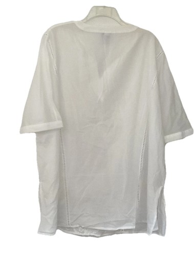 Chicos White Blouse Top Coverup 3/16-18 Boho Crochet Embroidered Sheer V-neck - Picture 2 of 6