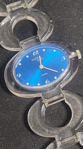 Vintage 1960’s Mount Royal Acrylic Lucite Blue And Clear Manual Watch