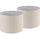 GO&SO Drum Lamp Shades Set of 2 Medium, Oatmeal Linen 13 Top x 13 Bottom x 10 H