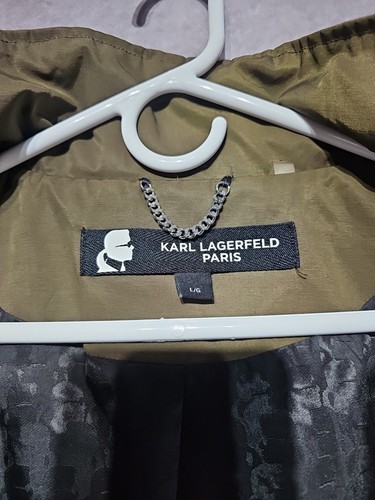 Karl Lagerfeld Jacke Damen Large olivgrün mit silbernen Details versteckte Kapuze - Bild 14 von 15