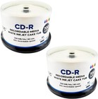 100 ACU-DISC Pro-Series CD-R White Inkjet 52x 700MB/80mins Blank Discs Cake Tub