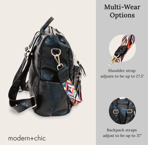 Modern+Chic Women's Brielle Convertible Backpack Navy - Picture 14 of 14