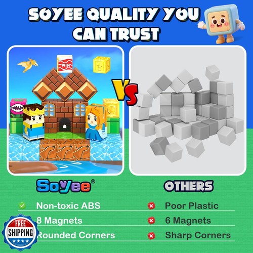 Soyee Magnetic Blocks 100PCS Magnetic Building Blocks Cubes Kids  - Picture 5 of 5