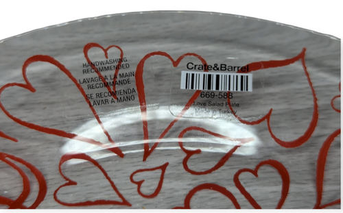 Crate&Barrel Heart Salad Glass Plates 669-588 Set of 8 NWT - Picture 4 of 10
