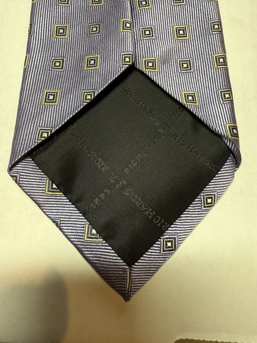 Vintage JZ Richards Seidenkrawatte XL 63,25x4 USA blau silber geometrisches Quadrate Motiv - Bild 3 von 6