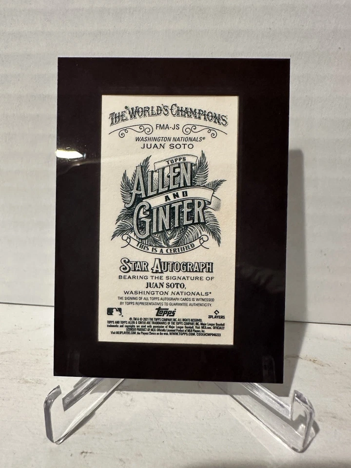 2021 Topps Allen & Ginter's Framed Mini Baseball /25 Juan Soto #FMA-JS Auto - Image 2 of 2