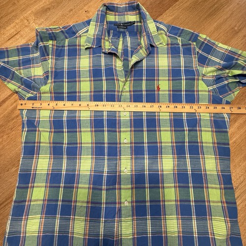 Herren Ralph Lauren Kurzarm kariert Knopfleiste XL grün blau - Bild 3 von 10