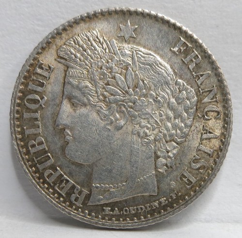 FRANKREICH Republik 20 Centimes 1850 A Paris Stempelglanz Silber Freiheitskranz Motto #R12 - Bild 1 von 6