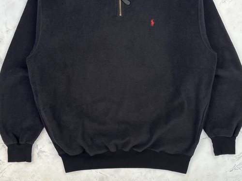 Vintage 90's Ralph Lauren Black 1/4 Zip Pullover Polar Sherpa Fleece Size XL - Picture 4 of 24