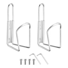 2pcs Bike Water Bottle Cage Ultralight Aluminum Holder with Hardware, Silver